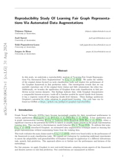 Reproducibility Study Of Learning Fair Graph Representations Via
  Automated Data Augmentations