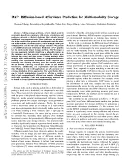 DAP: Diffusion-based Affordance Prediction for Multi-modality Storage