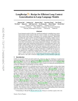 LongRecipe: Recipe for Efficient Long Context Generalization in Large
  Language Models