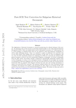 Post-OCR Text Correction for Bulgarian Historical Documents