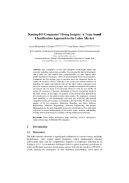 Nasdaq-100 Companies' Hiring Insights: A Topic-based Classification
  Approach to the Labor Market