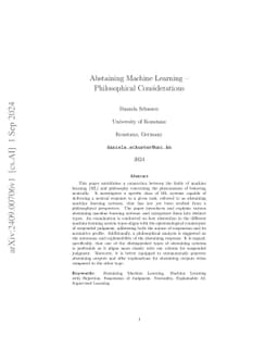 Abstaining Machine Learning -- Philosophical Considerations