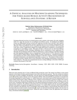 A Critical Analysis on Machine Learning Techniques for Video-based Human
  Activity Recognition of Surveillance Systems: A Review