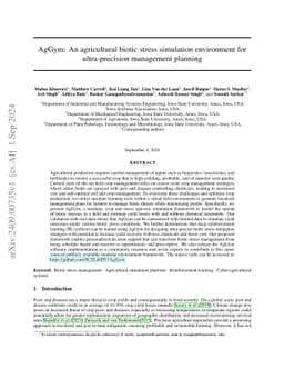 AgGym: An agricultural biotic stress simulation environment for
  ultra-precision management planning