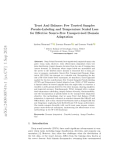 Trust And Balance: Few Trusted Samples Pseudo-Labeling and Temperature
  Scaled Loss for Effective Source-Free Unsupervised Domain Adaptation