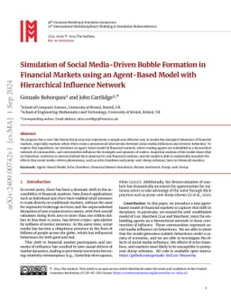 Simulation of Social Media-Driven Bubble Formation in Financial Markets
  using an Agent-Based Model with Hierarchical Influence Network