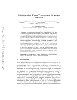 Self-Supervised Vision Transformers for Writer Retrieval