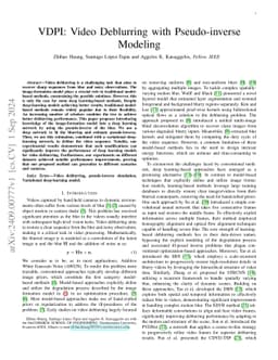 VDPI: Video Deblurring with Pseudo-inverse Modeling