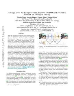 Entropy Loss: An Interpretability Amplifier of 3D Object Detection
  Network for Intelligent Driving