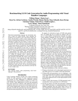 Benchmarking LLM Code Generation for Audio Programming with Visual
  Dataflow Languages