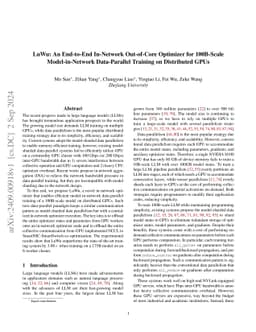 LuWu: An End-to-End In-Network Out-of-Core Optimizer for 100B-Scale
  Model-in-Network Data-Parallel Training on Distributed GPUs