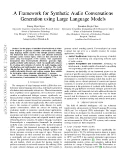 A Framework for Synthetic Audio Conversations Generation using Large
  Language Models