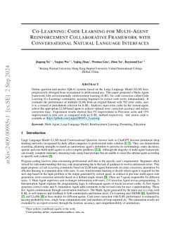 Co-Learning: Code Learning for Multi-Agent Reinforcement Collaborative
  Framework with Conversational Natural Language Interfaces