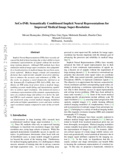 SeCo-INR: Semantically Conditioned Implicit Neural Representations for
  Improved Medical Image Super-Resolution