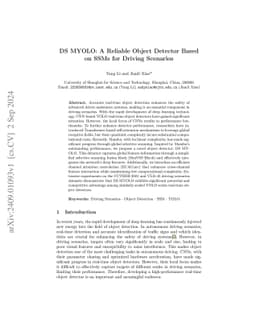 DS MYOLO: A Reliable Object Detector Based on SSMs for Driving Scenarios