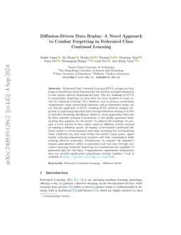 Diffusion-Driven Data Replay: A Novel Approach to Combat Forgetting in
  Federated Class Continual Learning