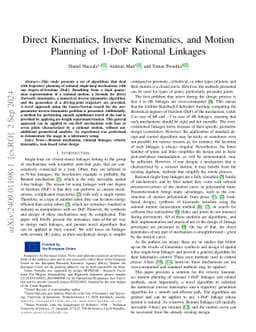 Direct Kinematics, Inverse Kinematics, and Motion Planning of 1-DoF Rational Linkages