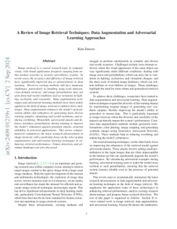 A Review of Image Retrieval Techniques: Data Augmentation and
  Adversarial Learning Approaches