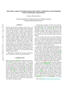 Spectron: Target Speaker Extraction using Conditional Transformer with
  Adversarial Refinement