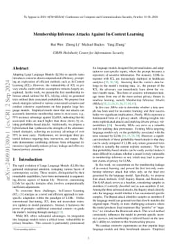 Membership Inference Attacks Against In-Context Learning