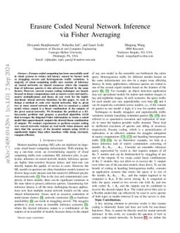 Erasure Coded Neural Network Inference via Fisher Averaging