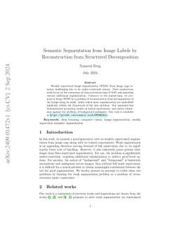 Semantic Segmentation from Image Labels by Reconstruction from
  Structured Decomposition