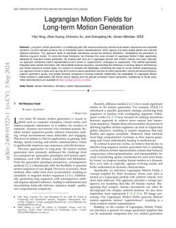 Lagrangian Motion Fields for Long-term Motion Generation
