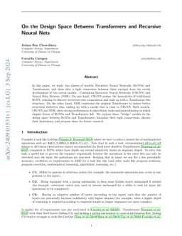 On the Design Space Between Transformers and Recursive Neural Nets