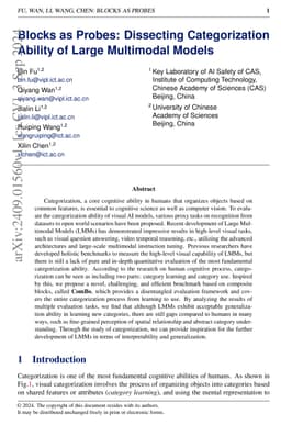Blocks as Probes: Dissecting Categorization Ability of Large Multimodal
  Models