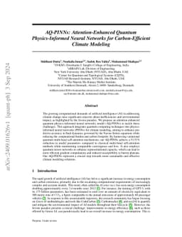 AQ-PINNs: Attention-Enhanced Quantum Physics-Informed Neural Networks
  for Carbon-Efficient Climate Modeling