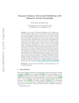 Dynamic Guidance Adversarial Distillation with Enhanced Teacher
  Knowledge