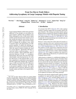 From Yes-Men to Truth-Tellers: Addressing Sycophancy in Large Language Models with Pinpoint Tuning