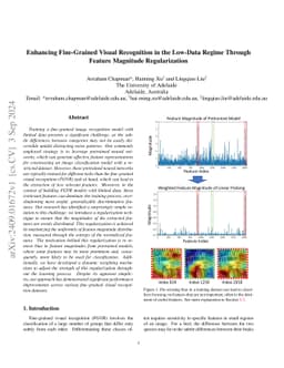 Enhancing Fine-Grained Visual Recognition in the Low-Data Regime Through
  Feature Magnitude Regularization
