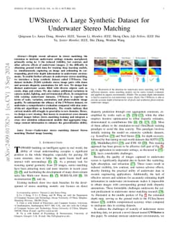 UWStereo: A Large Synthetic Dataset for Underwater Stereo Matching