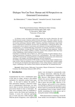 Dialogue You Can Trust: Human and AI Perspectives on Generated
  Conversations