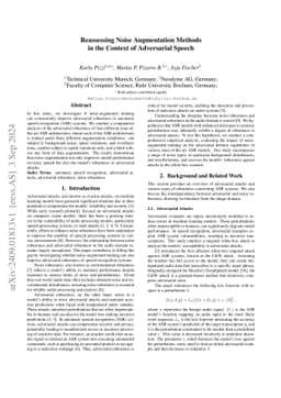 Reassessing Noise Augmentation Methods in the Context of Adversarial
  Speech