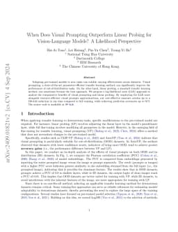When Does Visual Prompting Outperform Linear Probing for Vision-Language
  Models? A Likelihood Perspective