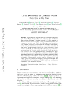 Latent Distillation for Continual Object Detection at the Edge