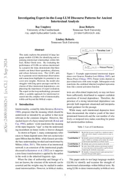 Investigating Expert-in-the-Loop LLM Discourse Patterns for Ancient
  Intertextual Analysis
