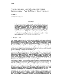 Foundations of Large Language Model Compression -- Part 1: Weight
  Quantization