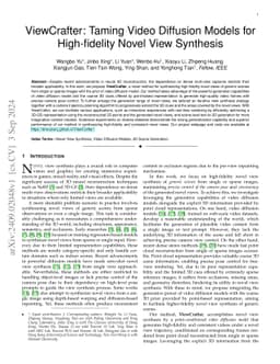 ViewCrafter: Taming Video Diffusion Models for High-fidelity Novel View
  Synthesis
