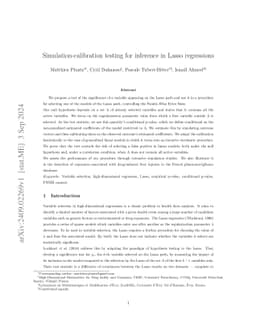 Simulation-calibration testing for inference in Lasso regressions