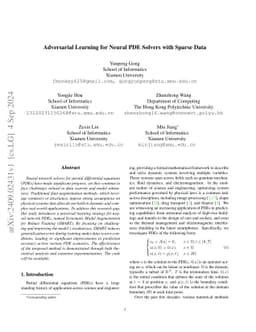 Adversarial Learning for Neural PDE Solvers with Sparse Data