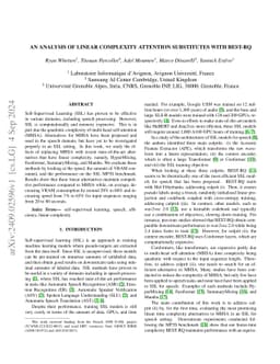 An Analysis of Linear Complexity Attention Substitutes with BEST-RQ