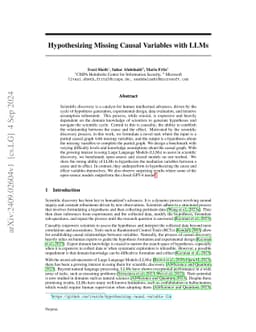 Hypothesizing Missing Causal Variables with LLMs
