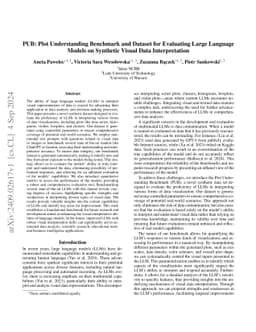PUB: Plot Understanding Benchmark and Dataset for Evaluating Large
  Language Models on Synthetic Visual Data Interpretation