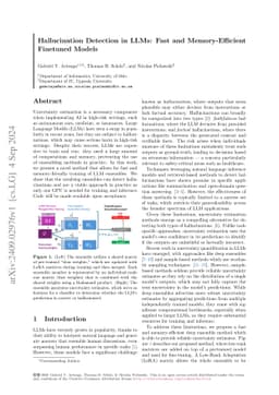 Hallucination Detection in LLMs: Fast and Memory-Efficient Finetuned
  Models