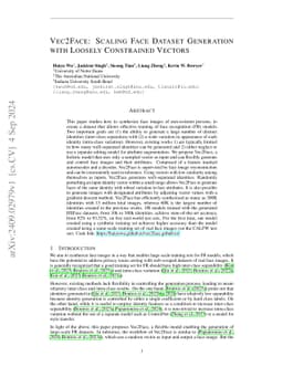 Vec2Face: Scaling Face Dataset Generation with Loosely Constrained Vectors