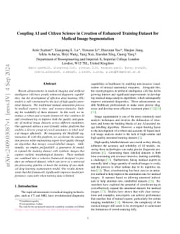 Coupling AI and Citizen Science in Creation of Enhanced Training Dataset
  for Medical Image Segmentation