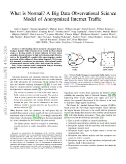 What is Normal? A Big Data Observational Science Model of Anonymized
  Internet Traffic